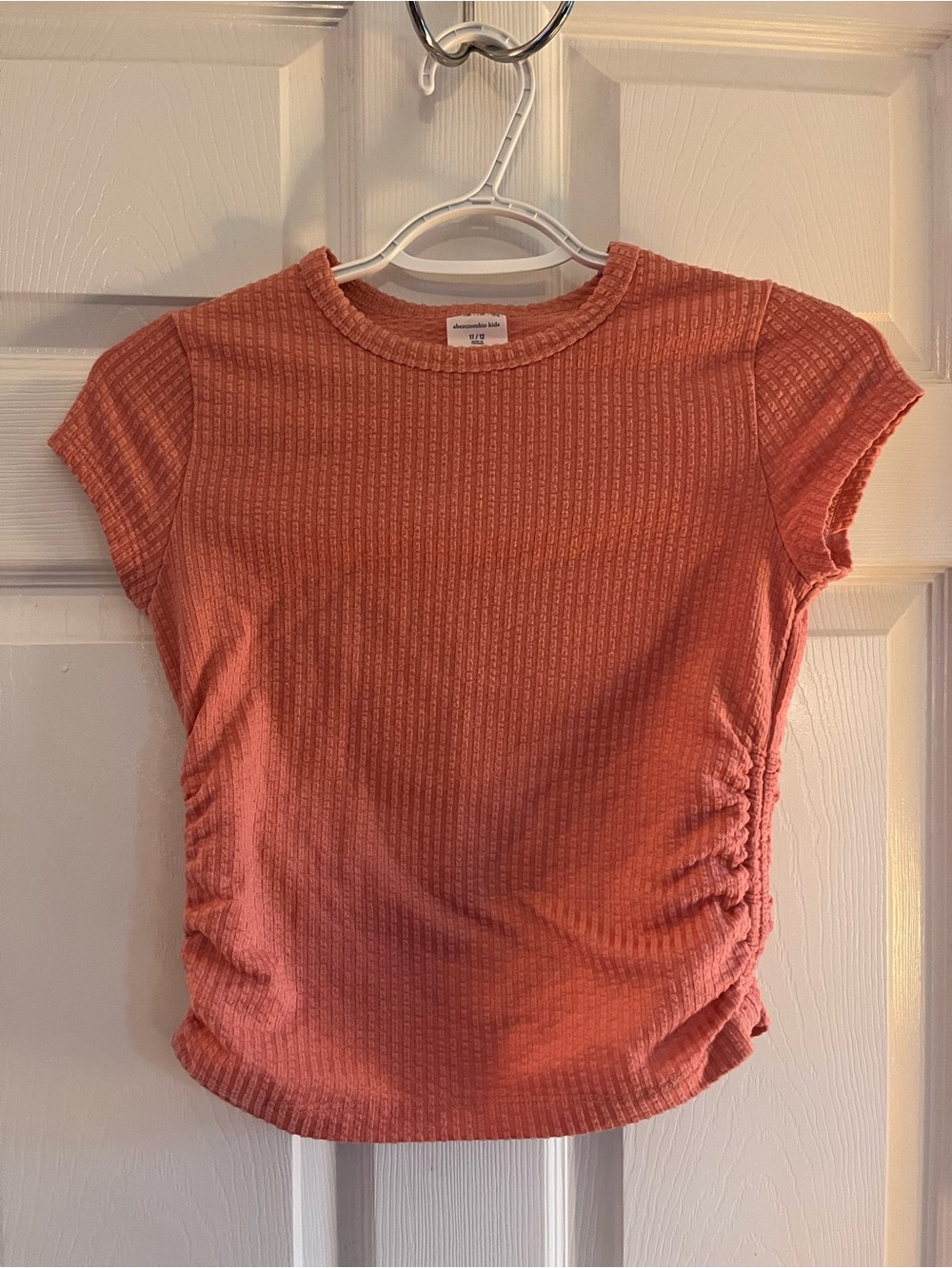 Abercrombie & Fitch Coral Ribbed Short Sleeve Tee